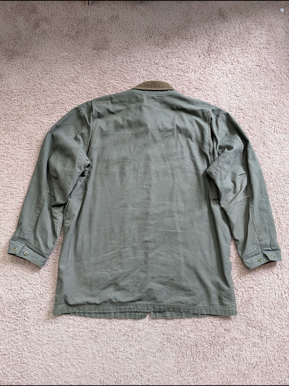 L.L. Bean Mens Olive Green Cotton Lined Button Down Original Field Coat Size XXL - Picture 4 of 14